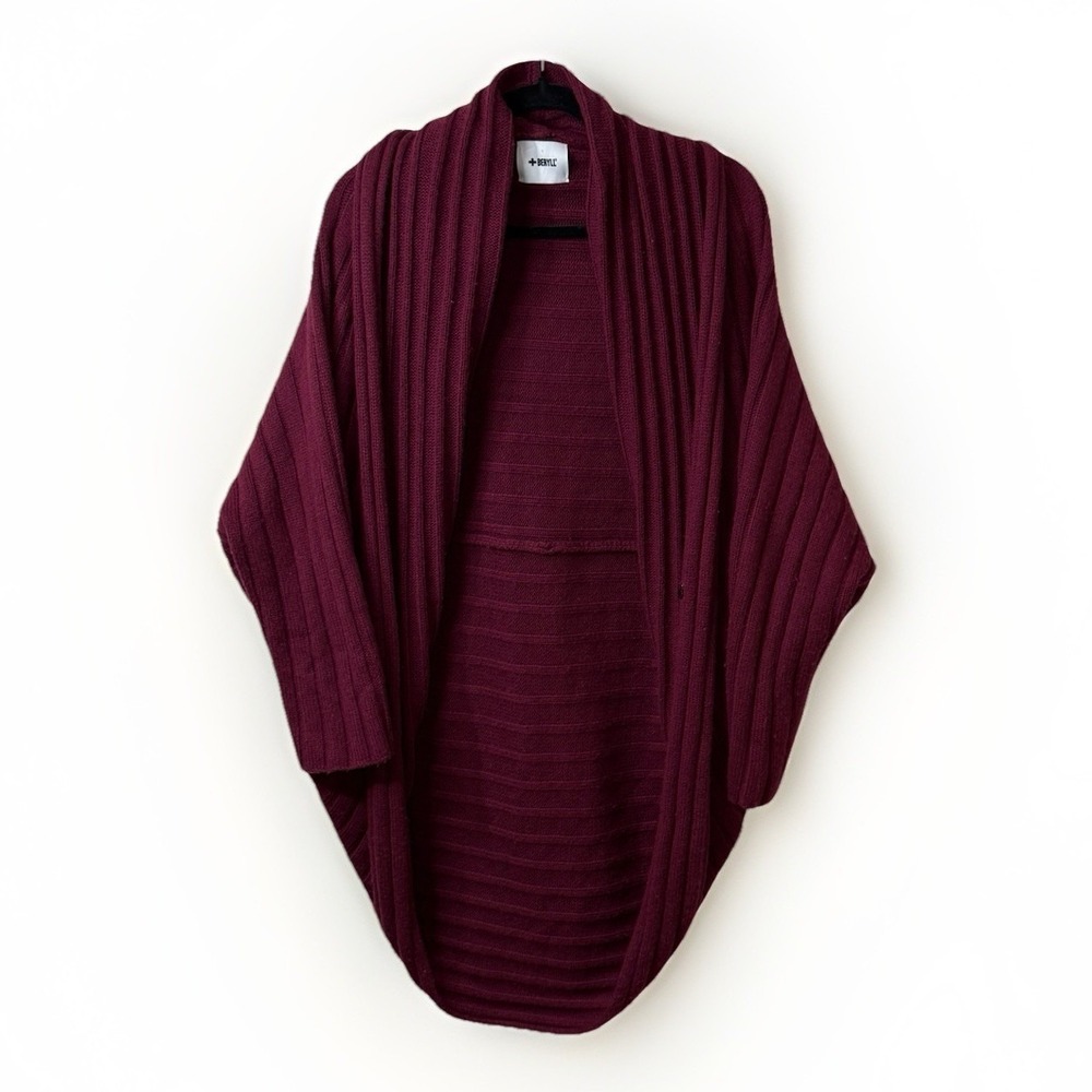 Beryll 100% Cashmere Cardigan OS Burgundy Cocoon Draped Oversized Quiet Luxury‎
